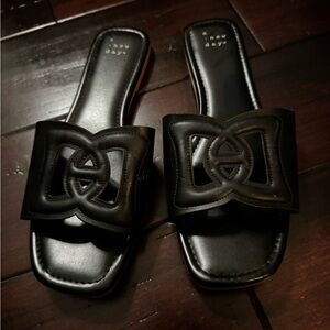 A New Day Elegant Black Slide Sandals. Size 8.